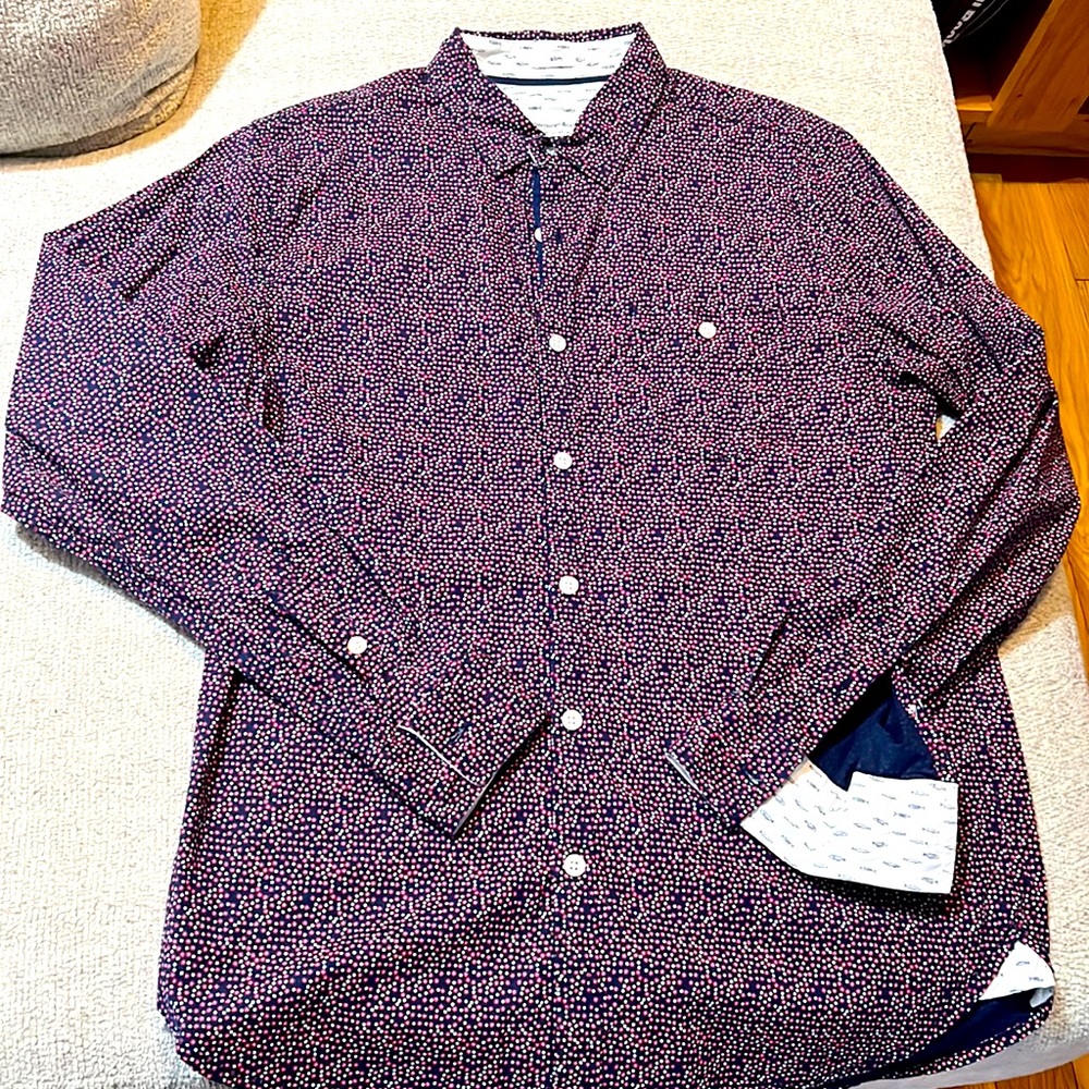 Mens button up slim fit stretch fabric dress shirt